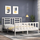 ZNTS Bed Frame without Mattress White King Size Solid Wood Pine 3192887