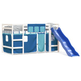 ZNTS Kids' Loft Bed with Curtains without Mattress Blue 80x200 cm 3207013