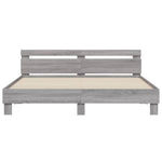 ZNTS Bed Frame with LED without Mattress Grey Sonoma 200x200 cm 3207523