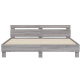 ZNTS Bed Frame with LED without Mattress Grey Sonoma 200x200 cm 3207523