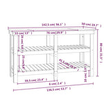 ZNTS Work Bench White 142.5x50x80 cm Solid Wood Pine 823650