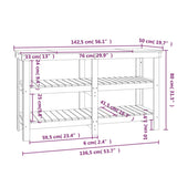 ZNTS Work Bench White 142.5x50x80 cm Solid Wood Pine 823650