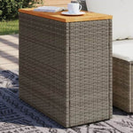 ZNTS Garden Side Table with Wooden Top Grey 58x27.5x55 cm Poly Rattan 366134