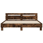 ZNTS Bed Frame with LED without Mattress Smoked Oak 200x200 cm 3207522