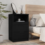 ZNTS Bedside Cabinets 2 pcs Black Engineered Wood 811235