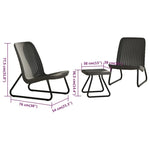 ZNTS Keter Patio Furniture Set 3 Pieces Rio Graphite 405984