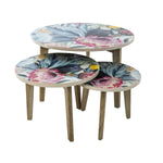 ZNTS Round Lamp Table Protea Print - Small Resin Top VOY66B