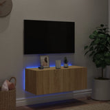 ZNTS TV Wall Cabinet with LED Lights Sonoma Oak 80x35x31 cm 837285