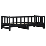 ZNTS Day Bed with Trundle without Mattress Black 90x200 cm Solid Wood 836158