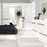 Chelsea 4 Door Wardrobe with mirrors and Internal shelving in White with Oak Trim 4022344P
