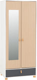 ZNTS Brooklyn 2 Door 1 Drawer Mirrored Wardrobe 100-101-193