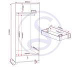 ZNTS Brooklyn 2 Door 1 Drawer Mirrored Wardrobe 100-101-193