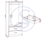 ZNTS Charles 2 Door 2 Drawer Wardrobe 100-101-014