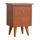 Brick Red Hand Painted Bedside IN977