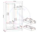 ZNTS Lisbon 2 Door Sliding Wardrobe 100-101-060