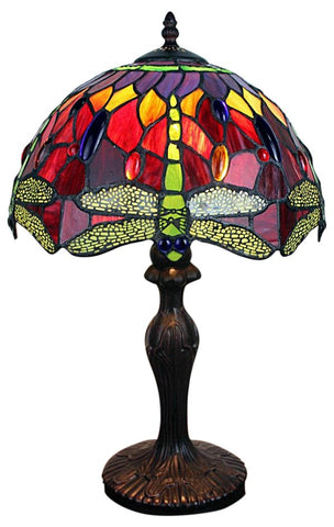 Red Dragonfly Tiffany Lamp 12 M7536
