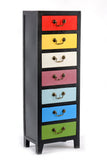 Rainbow Tall Cabinet with 7 Drawers 38 x 26 x 110cm N0142