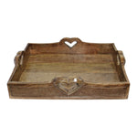 Set Of 2 Mango Wood Heart Detail Serving Trays N0536