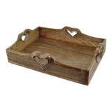 Set Of 2 Mango Wood Heart Detail Serving Trays N0536