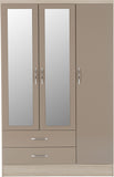 ZNTS Nevada 3 Door 2 Drawer Mirrored Wardrobe 100-101-078