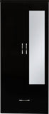 ZNTS Nevada Mirrored 2 Door 1 Drawer Wardrobe 100-101-184