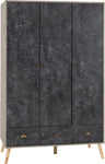 ZNTS Nordic 3 Door 3 Drawer Wardrobe 100-101-163