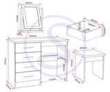 ZNTS Nevada 4 Drawer Dressing Table Set 100-105-022