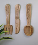 Large Wooden Wall Hanging Cutlery Set of 3 S-OR1165