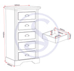 ZNTS Toledo 5 Drawer Narrow Chest 100-102-144