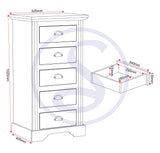 ZNTS Toledo 5 Drawer Narrow Chest 100-102-144