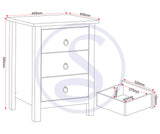 ZNTS Vermont 3 Drawer Bedside 100-103-060