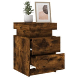 ZNTS Bedside Cabinet with LED Lights Smoked Oak 35x39x55 cm 836757