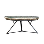 ZNTS Iona round coffee table Driftwood with glass top KK103