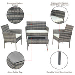 ZNTS Outdoor Living Room Balcony Rattan Furniture Four-Piece-Gray 36658779