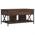 ZNTS Coffee Table Brown Oak 100x55x50 cm Engineered Wood and Metal 845340