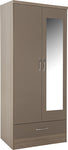 ZNTS Nevada Mirrored 2 Door 1 Drawer Wardrobe 100-101-084