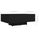 ZNTS Coffee Table Black 85x55x31 cm Engineered Wood 803381