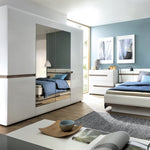Chelsea 4 Door Wardrobe with mirrors and Internal shelving in White with Oak Trim 4022344P