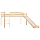 ZNTS Children's Loft Bed Frame with Slide & Ladder Pinewood 97x208 cm 282714