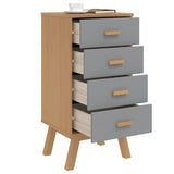 ZNTS Bedside Cabinet OLDEN Grey and Brown Solid Wood Pine 358586