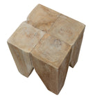 ZNTS Square Stool / Side Table Natural Grey Teak root LAW08A