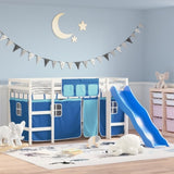 ZNTS Kids' Loft Bed with Curtains without Mattress Blue 80x200 cm 3207013