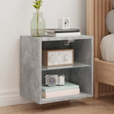 ZNTS Bedside Cabinets with LED Lights Wall-mounted 2 pcs Concrete Grey 837071