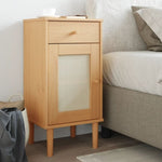 ZNTS Bedside Cabinet SENJA Rattan Look Brown 40x35x80 cm Solid Wood Pine 358016