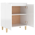 ZNTS Sideboard&Solid Wood Legs High Gloss White 60x35x70cm Engineered Wood 806073