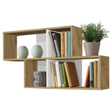 ZNTS FMD Wall-mounted Shelf with 4 Compartments Oak Tree and Glossy White 428766