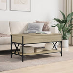 ZNTS Coffee Table Sonoma Oak 100x50x50 cm Engineered Wood and Metal 845357