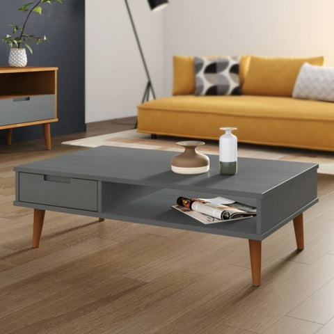 ZNTS Coffee Table MOLDE Grey 100x55x31 cm Solid Wood Pine 350530