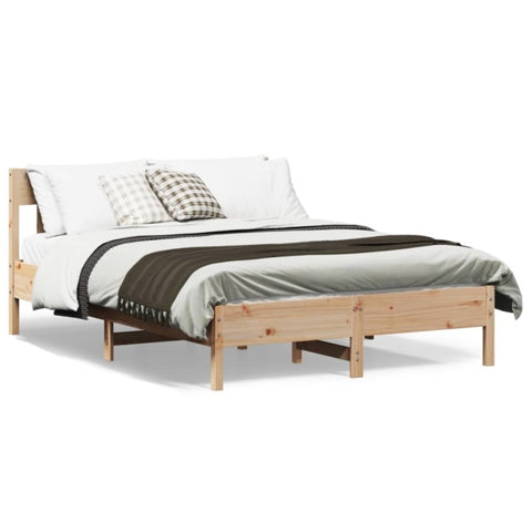 ZNTS Bed Frame with Headboard 120x190 cm Small Double Solid Wood Pine 842670