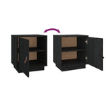 ZNTS Bedside Cabinets 2 pcs Black 40x34x45 cm Solid Wood Pine 818284